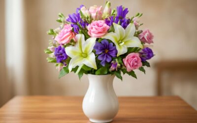 Elegant White Vase with Flowers: Brighten Your Space with Timeless Floral Charm