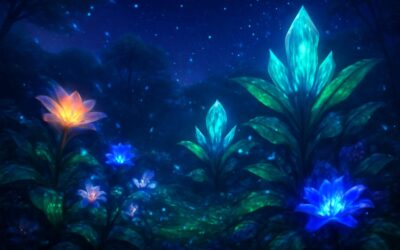Enchanted realms bloom with fantasy plants and flowers dancing under moonlight