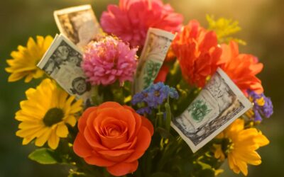 A playful surprise: flowers with money inside, the ultimate whimsical gift.