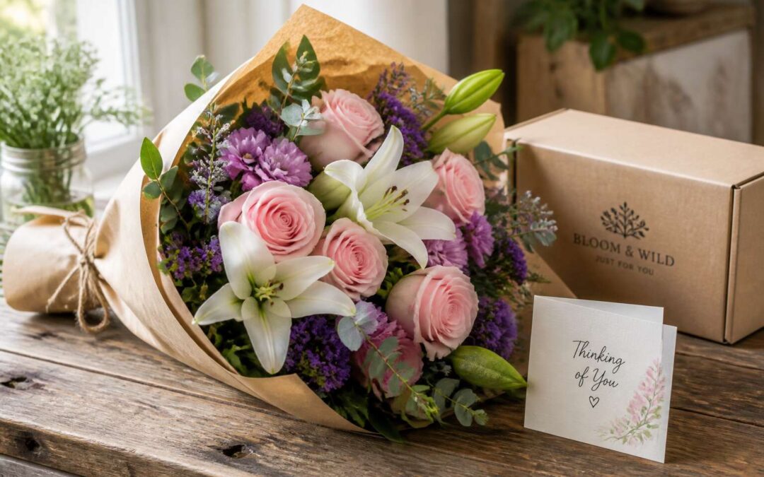 Send flowers for delivery, straight to their door.